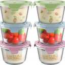 16oz Glass Meal Prep Containers with Lids, Airtight 2 Cup Glass Food Storage Containers Set, Heat-Resistant BPA-Free Container for Soup, Leftovers, Microwave, Oven, Dishwasher & Freezer Safe (6 Packs) (Multicolor)
