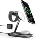 Qi2 3-in-1 Wireless Charging Station, 15W Fast Qi2 Certified Charger, Magnetic Charging Stand for iPhone16/15/14/13 Apple Watch S9 AirPods Multiple Devices with 30W Adapter Included