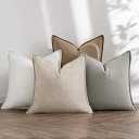 MIULEE Neutral Linen Pillow Covers Pack of 4 Decorative Natural Solid Throw Pillow Covers Soft Accent Boho Farmhouse Couch Pillowcases Modern Home Decors for Living Room Bed Sofa 24x24 Inch