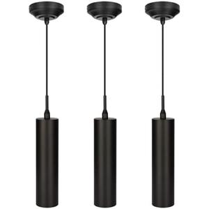 DAKASON Black Pendant Light, LED Modern Pendant Light Fixture for Kitchen Island, Adjustable Rope Hanging Ceiling Lamp for Dining Room, Bar Restaurant, Living Room, Hallway (3Pack)