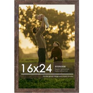 16x24 Picture Frame, Rustic Brown 16 x 24 Poster Frame for Horizontal or Vertical Wall Mounting, 1 Pack