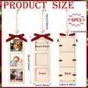 Bucherry 6 Pcs Christmas Picture Frame Ornament Craft Wooden Photo Strip Personalized Mini Buffalo Plaid Hanging Ornament for DIY Keepsake Xmas Tree Stocking Decorations Holiday Party(Natural Wood)