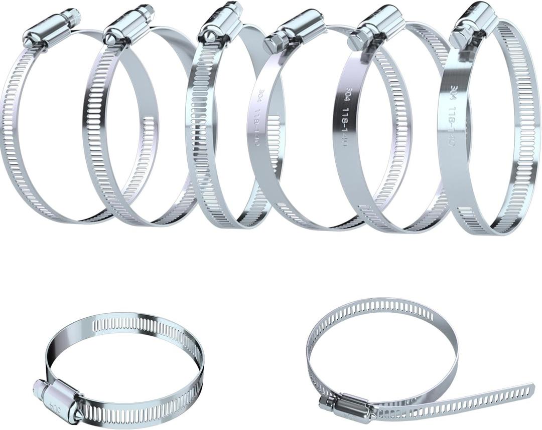 6 Pcs 3 Inch Stainless Steel Hose Clamps - Adjustable Worm Gear Drive Hose Clamps for Fuel Line Hose Pipe Clamp for Dryer Vent Hose (3 Inch)