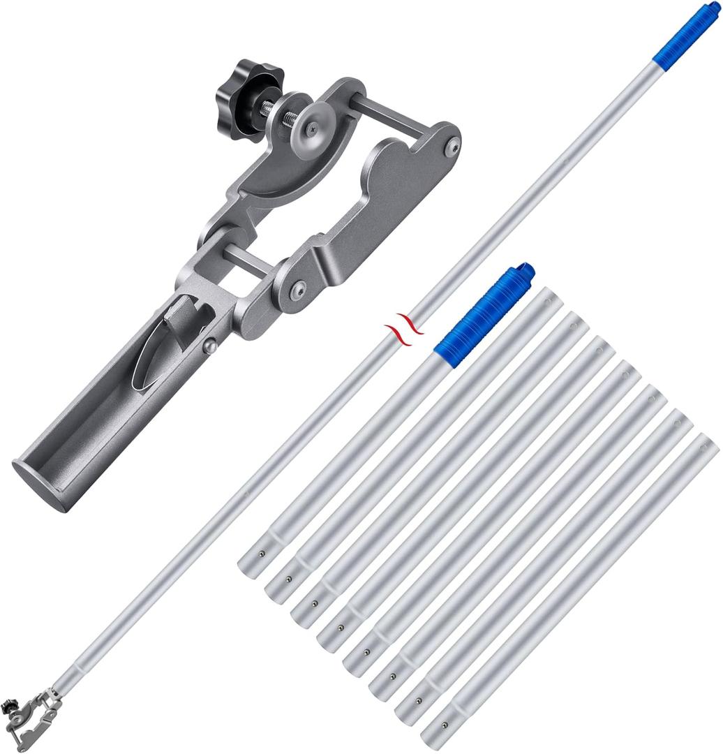 Dreyoo Upgrade Pool Tablet Holder and 11.5 Foot Aluminum Telescopic Swimming Pool Pole Combo Kit, Aluminum Alloy Swimming Pool Tab Holder with Adjustable Screw, Fit for 3 Inch x 0-1.8 Inch Tablets