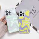 Ginkgonut Compatible with iPhone 14 Pro Max Case, Fashion Simple Cute Wavy Pattern for Women Girls Soft TPU+Hard PC Protection Case for iPhone 14 Pro Max-Yellow
