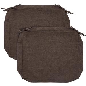 FUNHOME 2 Pack Outdoor Cushion Slipcovers 24" x 24" x 4", No Insert! Water-Resistant Patio Chair Seat Cushion Covers with Zipper and Tie, Replacement Cover Only(Brown)