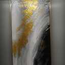 Hand-Painted Gold Abstract Oil Painting on Canvas for Entrance-Hall, Framed White and Black Wall Art for Living Room,Large Wall Picture for Bedroom Kitchen Home Decoration 24x48inch (Artwork-WKF-203)