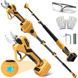 Pruning Shears with Pole for Dewalt 20V MAX Battery, Brushless Pruner with SK5 Steel Blade, 1.2" / 1.6" Cutting Diameter, 13Ft Reach Electric Pruners for gardening Tree Trimming (No Battery)