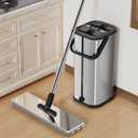 Premium Stainless Steel Microfiber Flat Mop for Floor Cleaning - 360 Pivot Head, Lightweight, Washable Pads - Includes 4 Reusable Absorbent Mop Pads (Silver)