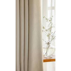 Blackout Window Curtains 2 Panels, Curtain 63 inch Long Solid Color with Leaves Pattern Beige Bedroom Curtains 40 inches Width