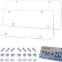 Clear License Plate Covers, Unbreakable License Plate Covers Frame, Clear License Plate Protector, fits Any Standard US Plates, Screws Included, 2 Sets