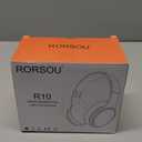 RORSOU R10 Over-Ear Headphones with Microphone, Lightweight Folding Stereo Bass Headset with 1.5M No-Tangle Cord, Portable Wired Headphones for Smartphone Tablet Computer MP3 / 4 (Black)