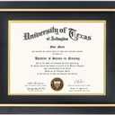 GMFrames 19x16 Wood Diploma Frame,Tempered Glass,Rustic Black Finish with Gold Trim