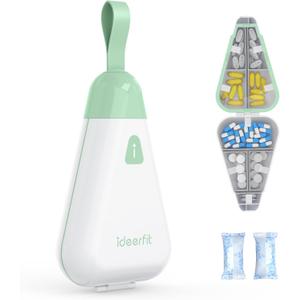 Travel Pill Organizer, 7 Compartments Portable Pill Box with Moisture-Proof Desiccant & Portable Handle, Small Pill Case for Daily Vitamins, Medicine