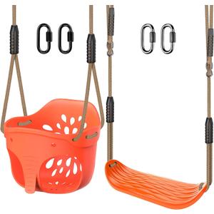 SELEWARE Orange High Back Full Bucket Toddler Swing and Kids Swing Seat