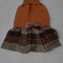 Orange Knitted Dog Sweater Dress, Dog Sweaters for Small Dogs Girl, Maltese Cat Apparel, Small (S) (Small (Pack of 1), Orange Preppy Plaid)
