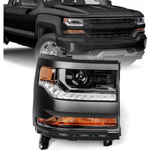 Headlight Assembly Compatible with Chevy Silverado 1500 2016 2017 2018 (Hid/Xenon Model) Factory Replacement Head Light Lamp Black Housing Right Passenger Side