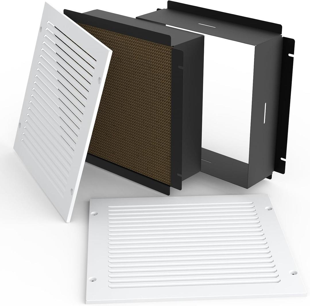 Wall Return Air Pathway Kit with Filter (12"x 12" Retrofit), Durable, Matte White Zone Air Pathway, Wall Vent, Fits Sidewalls, AP1212P