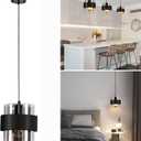 Pendant Lights Kitchen Island Lighting,7 Inch Adjustable Mini Glass Haning Lights for Entrance Aisle Decorative Lighting Fixture for Dining and Bar Table (Matte Black)