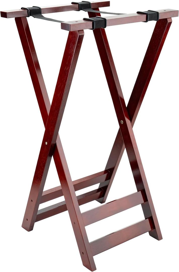 G.E.T. TSW-103 31.5" Tall Folding Mahogany Wood Tray Stand (Qty,1)