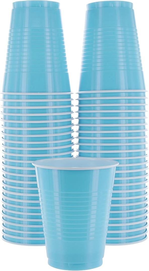 Disposable Plastic Cups, Blue Colored Plastic Cups, 18-Ounce Plastic Party Cups, Strong and Sturdy Disposable Cups for Party, Wedding, Christmas, Halloween Party Cup, 50 Pack