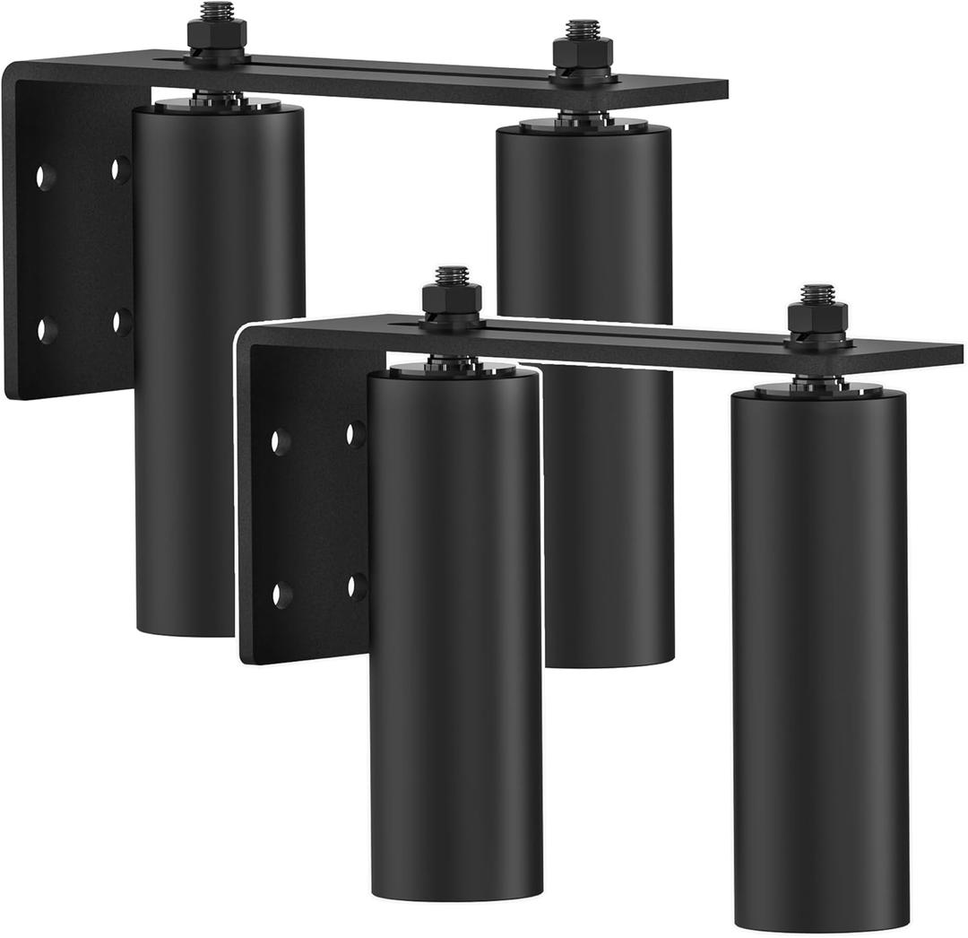 JUGREAT JUGREAT 6 in Adjustable Sliding Gate Rollers,Slide Gate Guide Roller with Heavy Duty L Post Welded Bracket,Dual Hard Nylon Guider-2 Pack