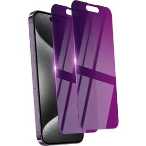 2 Pack Privacy Screen Protector for iPhone 15 Pro Tempered Glass for 15Pro 6.1inch Private Saver Anti-Spy Anti-Blue Light Eye Protection Anti-Scratch Full Coverage
