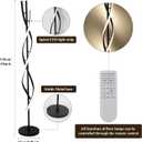 Modern Spiral Floor Lamp for Living Room, 30W Dimmable Led Corner Floor Lamp with Remote Control, 53 Inch Black Floor Lamps 3 Color Tall Corner Reading Lamp Standing Floor Lamps for Bedroom