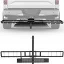ECOTRIC 500LB Hitch Mount Motorcycle Carrier Transportation Racks Hitch Mount Rack Dirt Bike Hitch Truck Heavy Duty Steel Powder Coated Black w/Loading Ramp Tilt Stability Locking Device