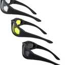 2 x LuckyStone 3 Pair UV Protection Motorcycle Riding Glasses Padding Goggles Bicycle Sunglasses - Smoke Clear Yellow