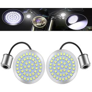 1156 Front Rear LED Turn Signal Lights,2 inch bullet Turn Signal Panel Lights Compatible for Motorcycle Signal Lamps.White/Amber,(2-Pack)