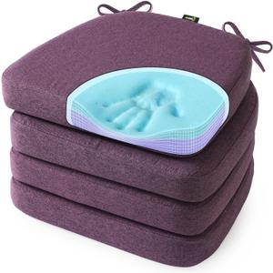 SUNROX Cooling Gel Memory Foam Chair Cushions, 2.6" Thick U-Shaped Dual-Layer Comfort Dining Chair Pads, Non Slip Seat Cushion with Ties for Indoor Kitchen Office 17"x16" Set of 4, Dusty Lavender