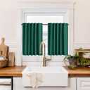 RYB HOME 100% Blackout Short Curtains for Small Window, Thermal Insulated Noise Reducing Back Tab Curtains for Nursery Bathroom Basement, 42 inches Wide by 30 inches Long, Dark Green