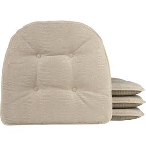 Klear Vu Omega Non-Slip Chair Cushions, Assembled in USA, U-Shaped Skid-Proof Seat Pads for Dining Room, Kitchen, Office, 15"x16" 4 Pack Linear Stone 4 Count