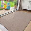 Color&Geometry Front Door Mat Indoor Non Slip Rubber Backing, 24"x36" Ultra Thin Entryway Doormat, Soft Absorbent Inside Doormat Washable Easy Clean Rugs for Entryway, Beige (Rolled-up NO Creases)
