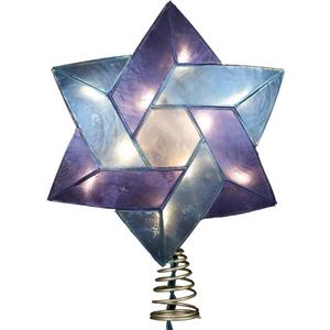 Kurt Adler 10-Light Star of David Capiz Colored Christmas Treetop, 8.5-Inch