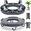 Trash Can Dolly Wheels, Adjustable 15-19 Inch Round Roller with Locking Wheels 440 LBS Heavy Duty Drum Cart Multi Function Rolling Dollies Stand Plant Caddy(2 Packs, Grey) (Gray)