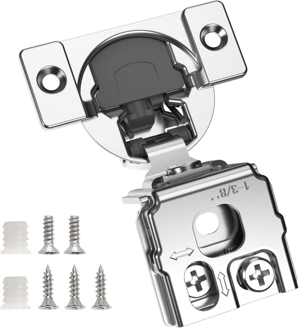 Chibery 50 Pack 1-3/8" Overlay 3D Soft Close Concealed Hinge for Face Frame Door, Smooth Slow Self Closing Hinges, Satin Nickel, Hidden 105 Open Angle Stainless Steel Hinge for Kitchen Cabinet Door