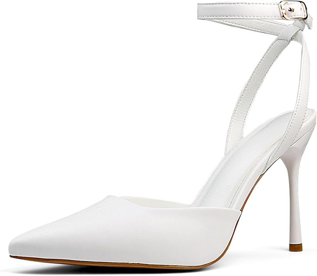 Closed Pointed Toe Pumps Heels for Women Ankle Strap Backless Stiletto Heeled Sandals Wedding Party Dance Prom Dress Shoes, Size: 9.5