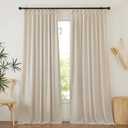 NICETOWN Cream Beige Linen Blackout Curtains for Bedroom 84 Inches Long, Back Tab/Rod Pocket Living Room Drapes, Thermal Insulated Textured Country Farmhouse Curtains, 2 Panels, 52" W x 84" L