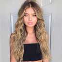 AISI QUEENS Long Blonde Wigs for Women Ombre Blonde Wavy Synthetic Curly Hair Wigs Natural Looking Middle Part Heat Resistant Fibre for Daily Party Use 24 Inch