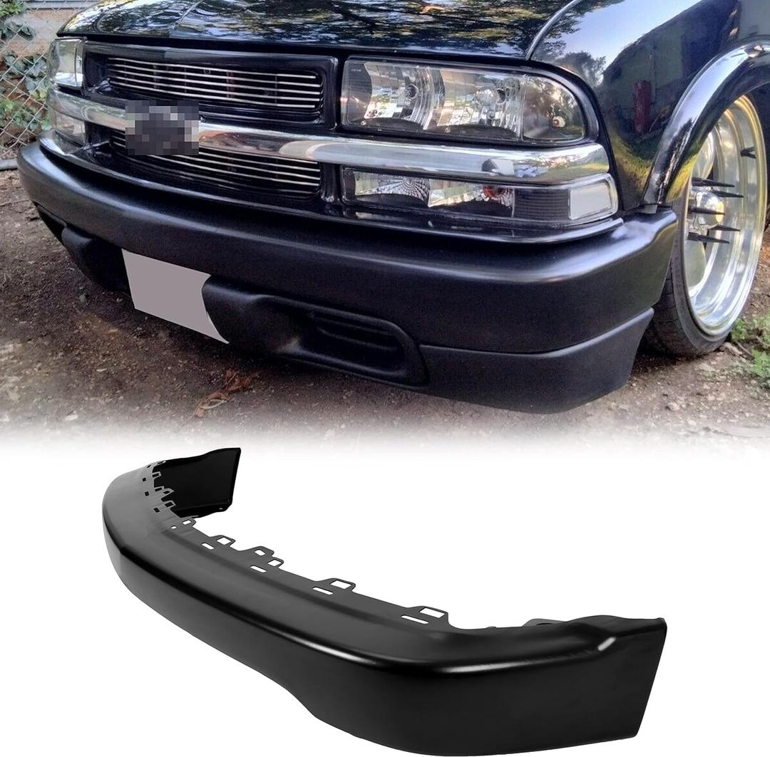 HECASA Front Bumper Face Bar Compatible with 1998-2004 Chevrolet S10 1998-2005 Blazer Replace For GM1002367 15007660 Steel Black W/O Molding Holes