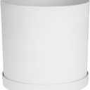 Bloem Mathers Round Planter with Saucer Tray: 10" - White - Modern Design, Durable Plastic Pot, Removable Saucer, for Indoor & Outdoor Use, Gardening, 2.6 Gallon Capacity
