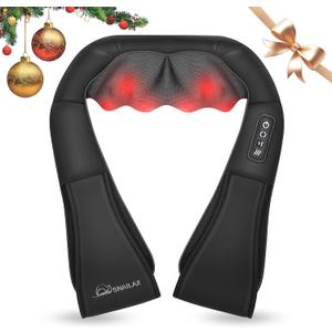 Snailax Shiatsu Neck and Shoulder Massager - Back Massager with Heat, Deep Kneading Electric Massage Pillow for Neck, Back, Shoulder,Foot,Body (1 Count (Pack of 1), Coal Black)