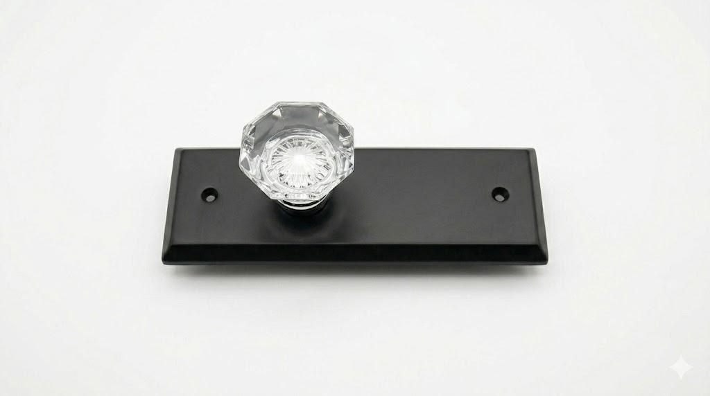  Passage Side plate Door Crystal Old Town Knob Matte Black