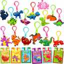 28 Pack Valentines Gifts Card with Dinosaur Keychains, Valentines Day Gifts For Kids Dinosaur Valentines Day Cards Bulk for Kids Boy Girl Classroom School Exchange Prize Party Favors