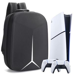 Carrying Backpack for PS5 Slim, Hard Shell Protective Travel Case Bag Suitable for PS5 Slim Disc and Digital Edition Console, Controllers, Gaming Headset and Other Accessories