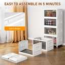 4 Tier Storage Bins with Lids, 23QT Stackable Closet Organizers and Storage with Wheels, Collapsible Storage Boxes, Foldable Plastic Storage Containers for Home, Office, Dorm Room-White