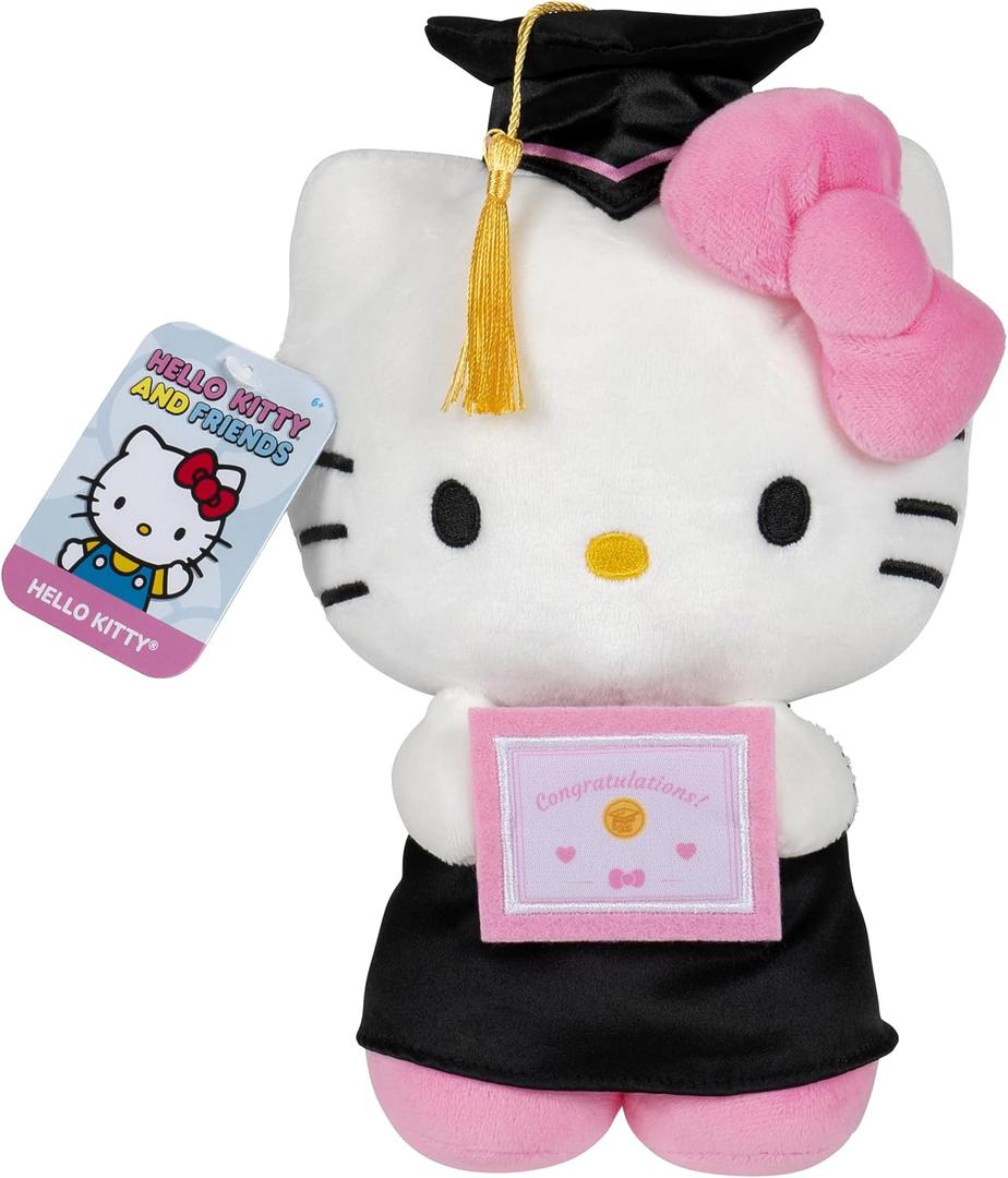 Hello Kitty and Friends, 8-Inch Graduation Hello Kitty Plush - Officially Licensed Sanrio Product from Jazwares - Ages 6+