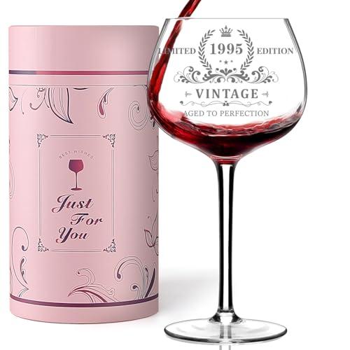 30TH Birthday Gifts for Her, Vintage 1995 Engraved Wine Glass, Unique 30 Year Old Birthday Decorations for Women, Funny 30 Bday Gifts Idea For Friends, Wife, Daughter, Sister (30TH)